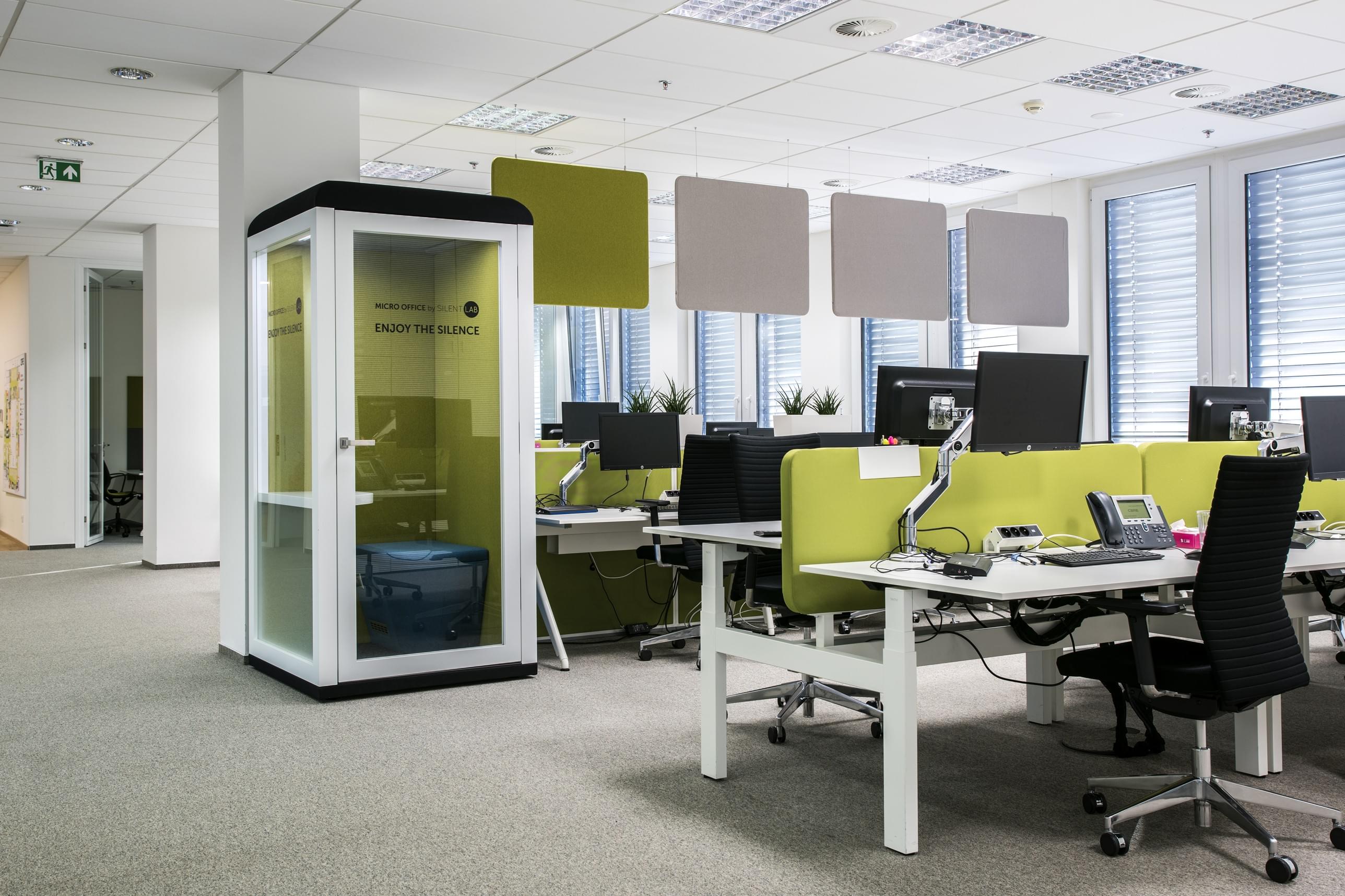 Acoustic booth in open space office