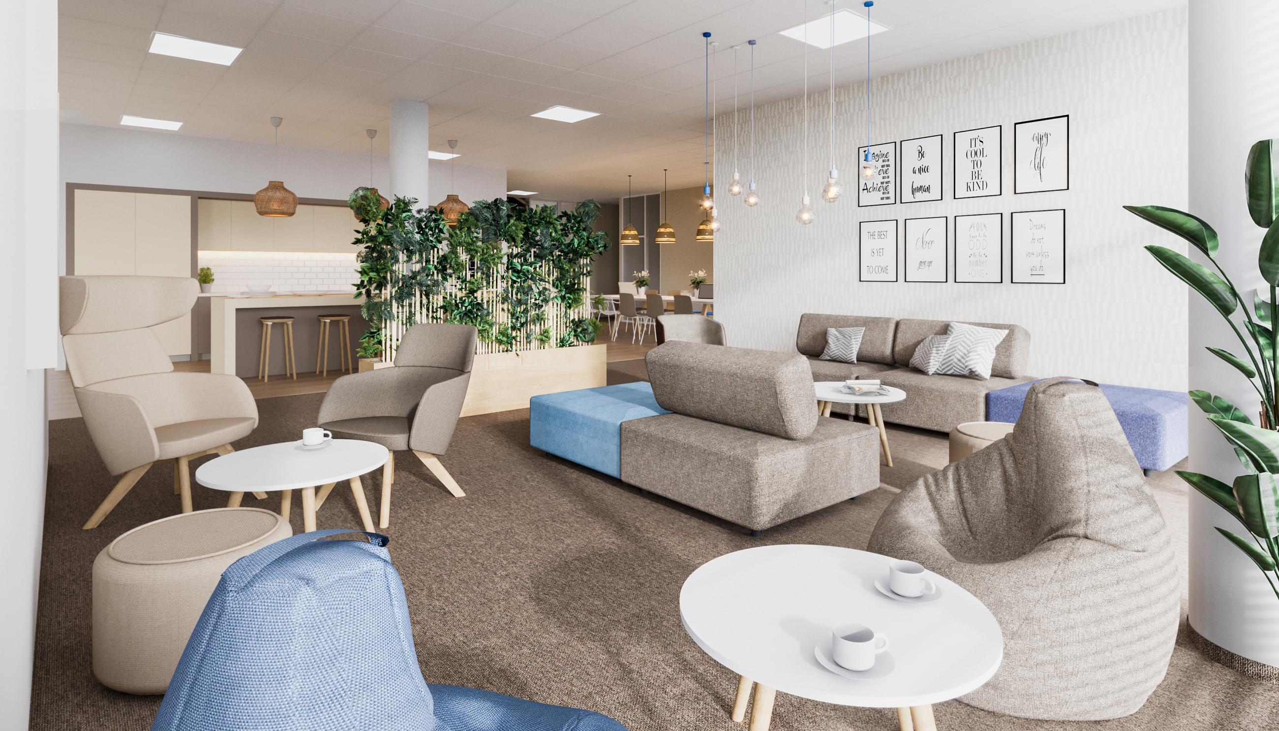 Relax zone in Ness offices with furniture from RIM CZ