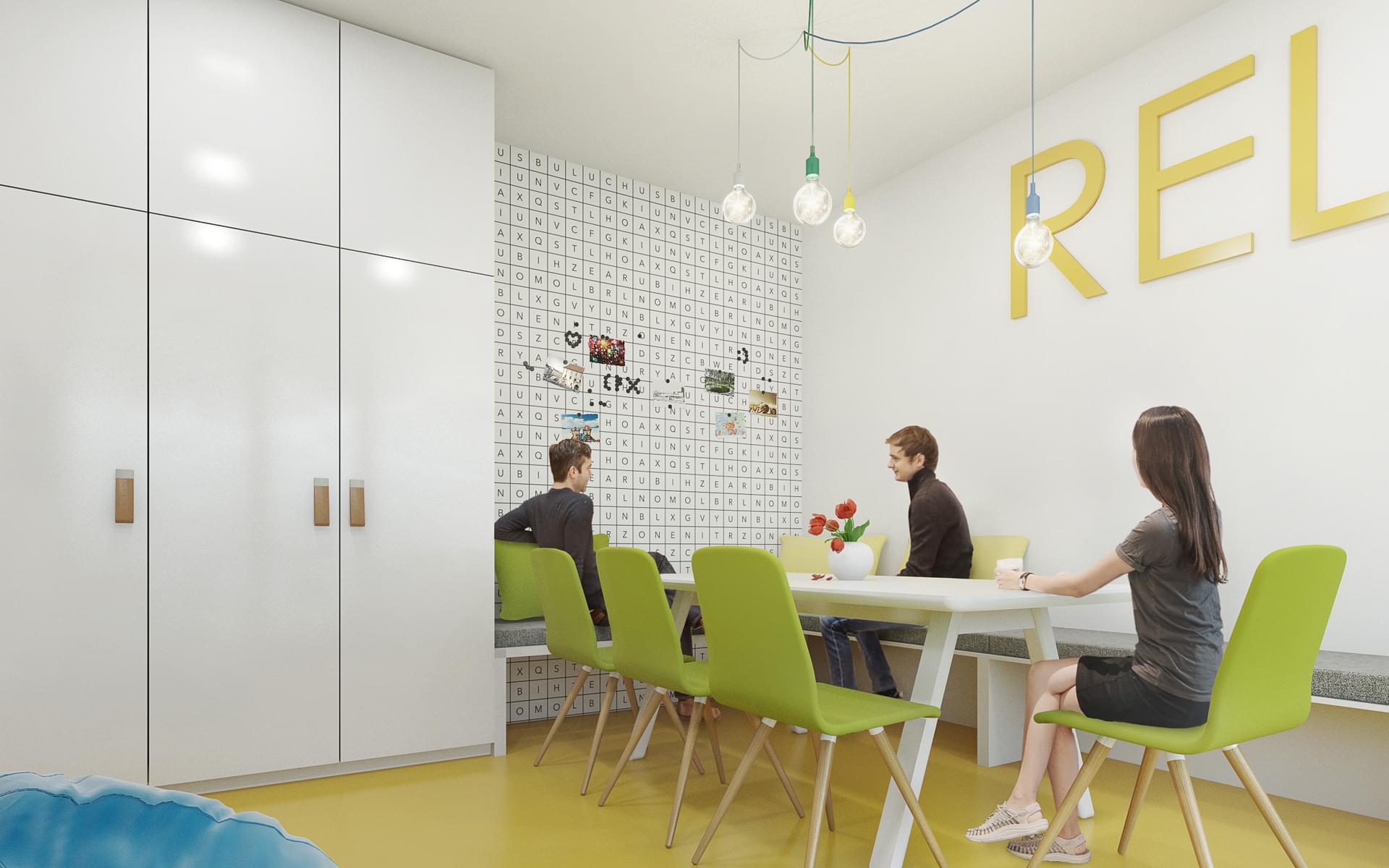 Design relax zone with wallpaper at CBRE