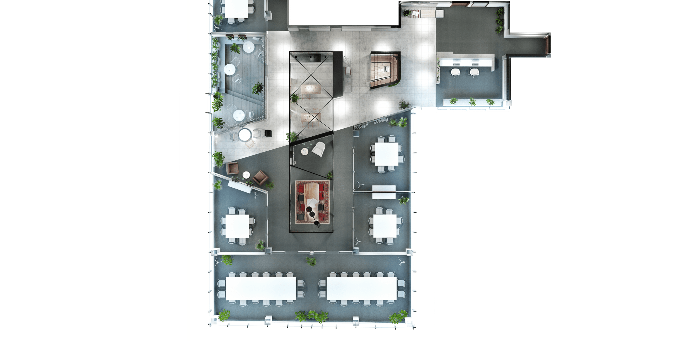 Betonová podsvícená recepce v HOCHTIEF