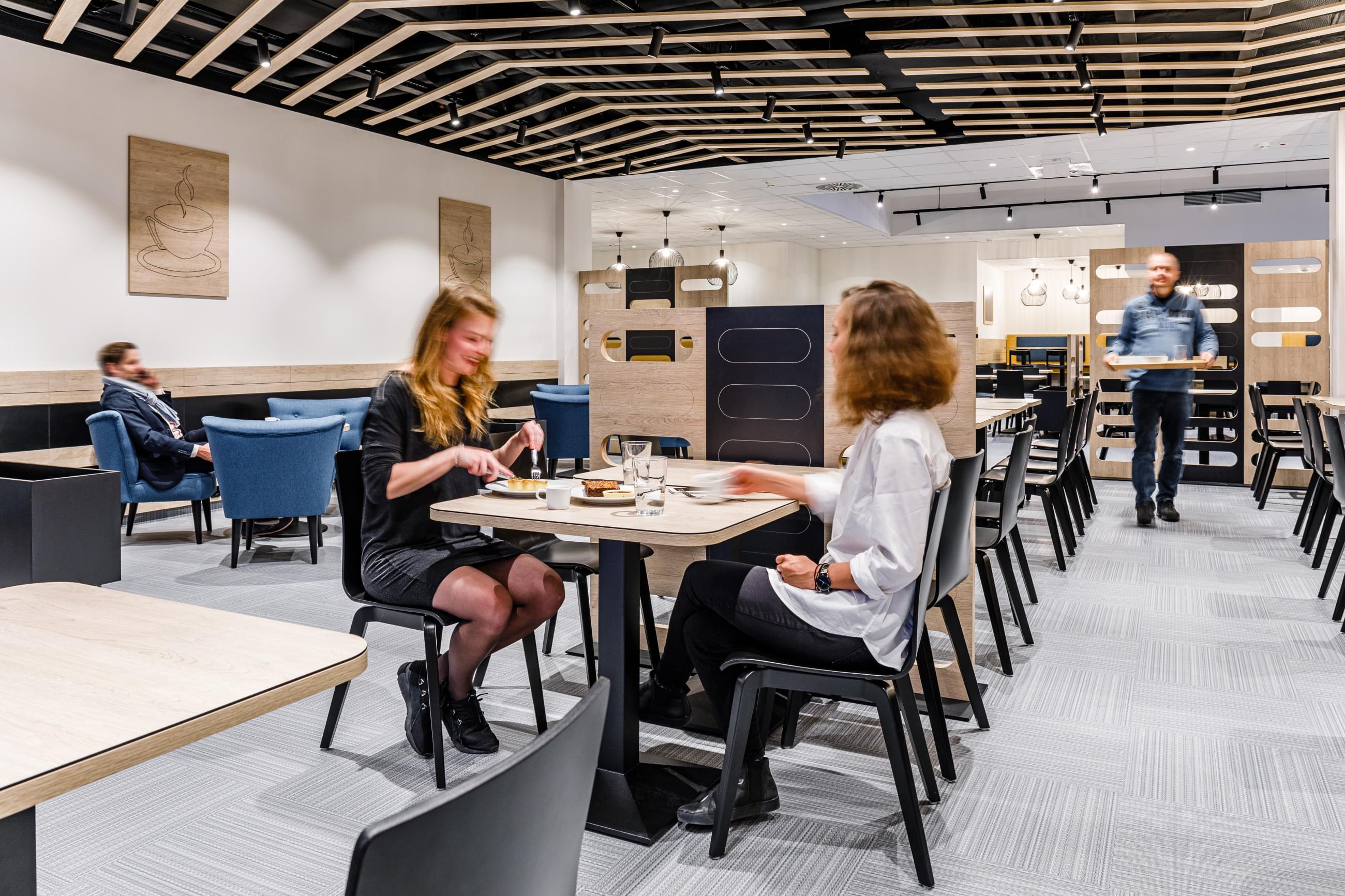 Modern Canteen at BHS Oregon House with counters on tables for more privacy at lunch