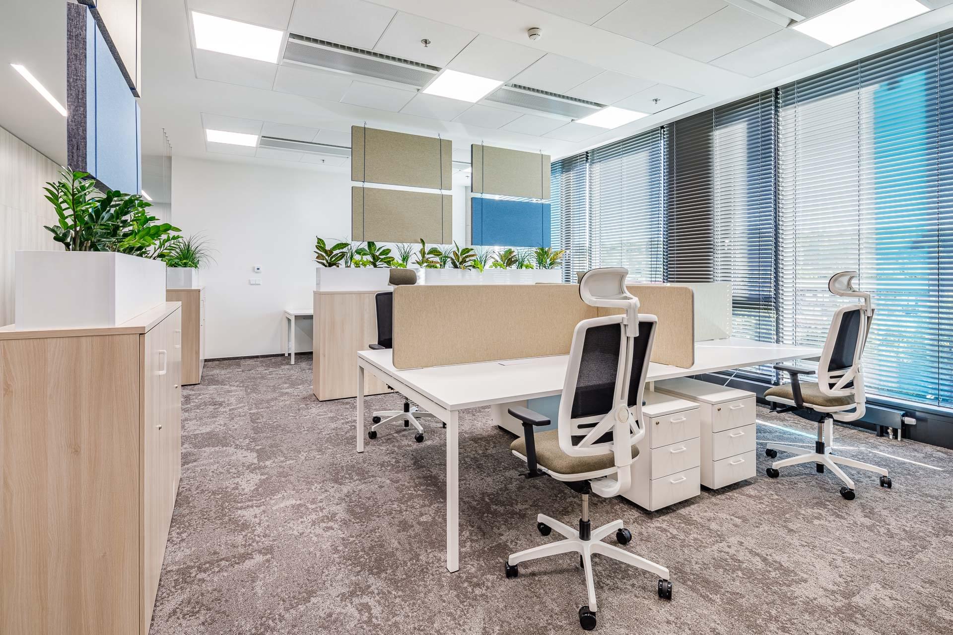 Flexi desk chairs in open plan offices