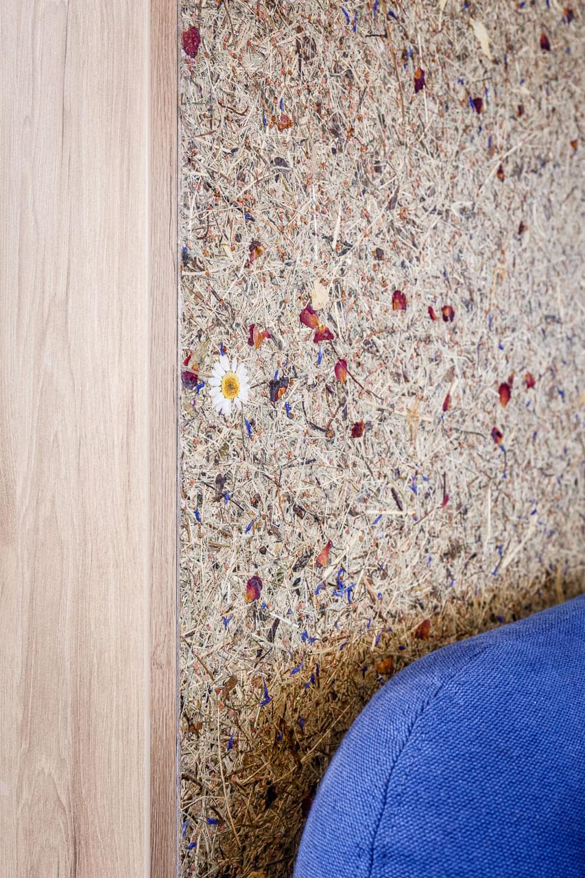 Decorative cork wall with dried flowers