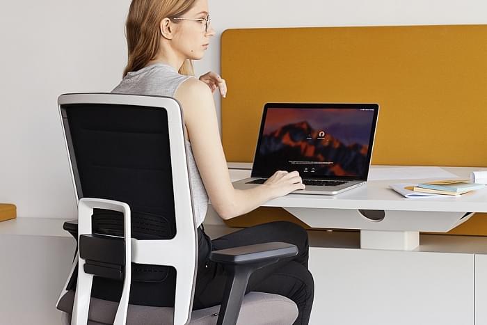 Home office with ergonomic interior for more comfortable work