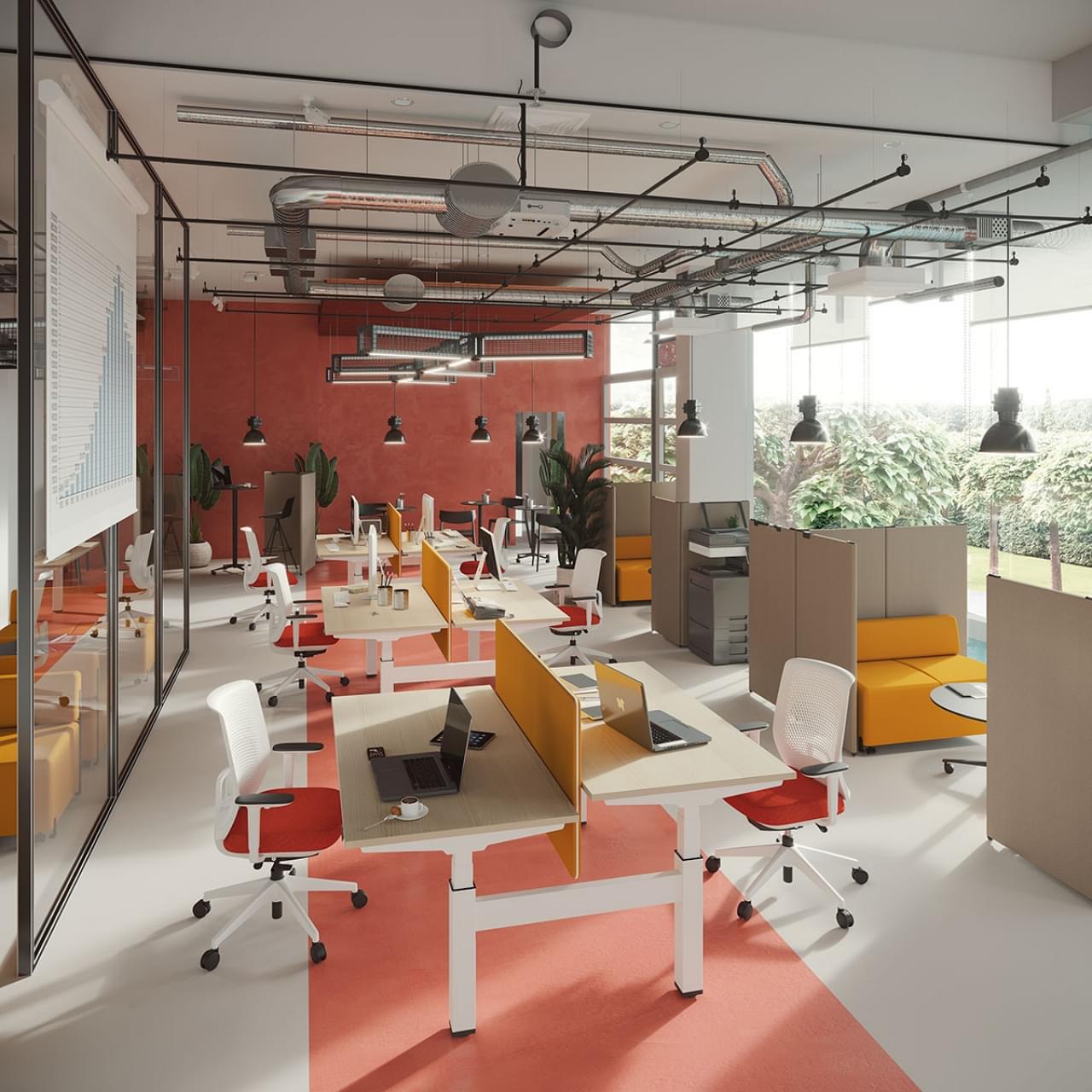 Agile environment with ergonomic interior and comfortable seats