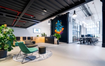 Relaxační místnost s flexibilním posezením v kancelářích Samsung