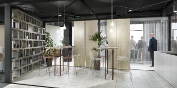 Moderní odpočinková místnost ve světlých barvách v HOCHTIEF