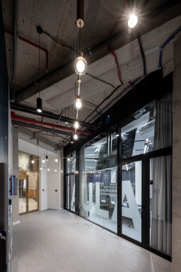 Glass entrance to the auditorium