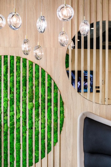 Plant elements built into the wooden decor