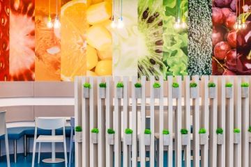 Tapeta se vzorem ovoce v kuchyňském prostoru firmy Colonnade