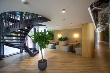 Seating by the round staircase