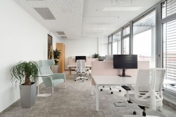 Closed office in light colours