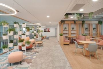 Corridor with pastel colours