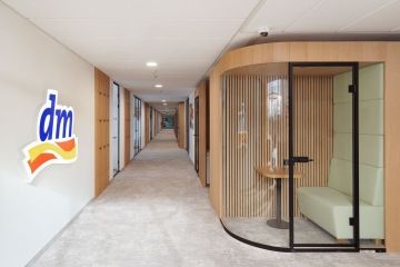 Long corridor with wooden elements