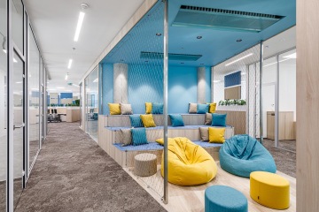 View at the lounge zone with kitchen area for Elektrotrans employees