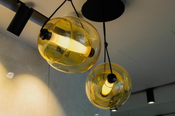 Atypical lights above the reception in the Euro Palace