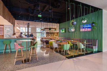 Colourful café in the hotel