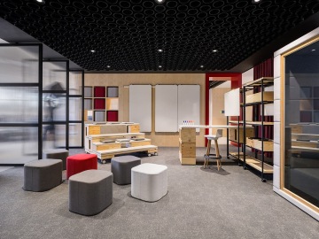 Variable use of modern space, both for meeting colleagues and for work