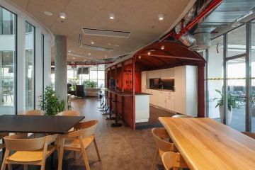 A kitchenette placed in a marquee
