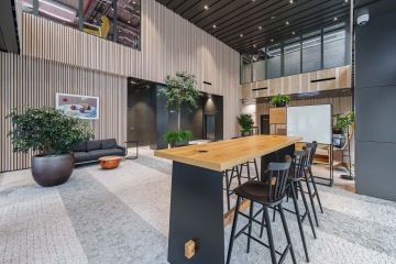 Reception area with high table