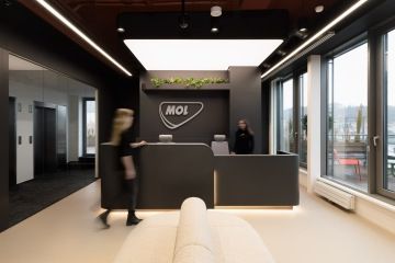 Elegant dark reception area