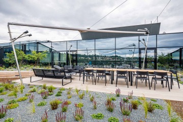 representative terrace with garden furniture and plants