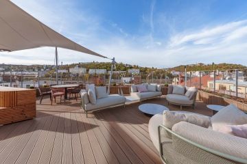 relaxation area on the roof of the building