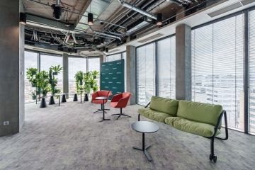 Corner in the event zone with movable furniture