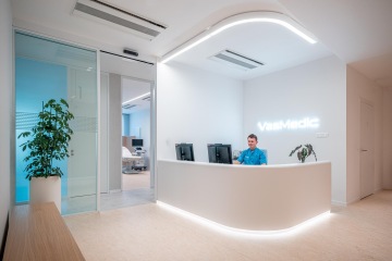Reception area in a clean and bright design