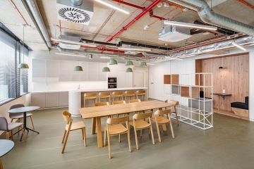 Practical company kitchen with atypical elements