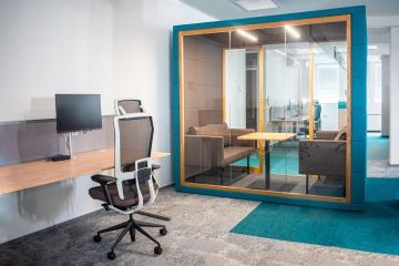 Turquoise acoustic soundproof booth by SilentLab