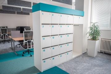 Storage lockers for employees' personal belongings