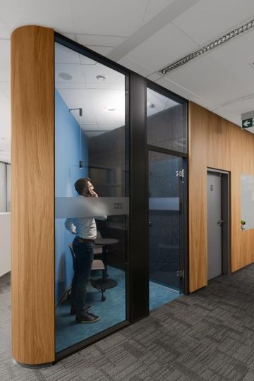 Phone booth room for handling private calls