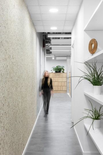 Hallway with recycled wallpaper