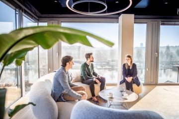 Sitting with coffee and a view of the river