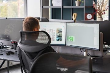 Architect working on a computer