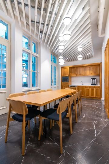 unusual corporate kitchen in solid wood