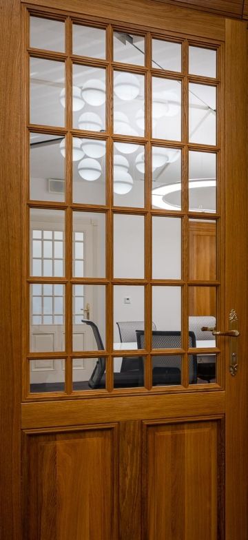 Design lighting behind wooden doors