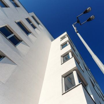 Facade of the house in light tones
