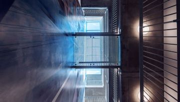 View through the entire staircase from the ground floor