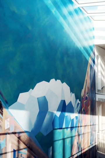 Cubist painting, decorating the atrium