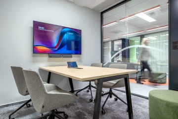 Smart technologies in modern offices with design seating