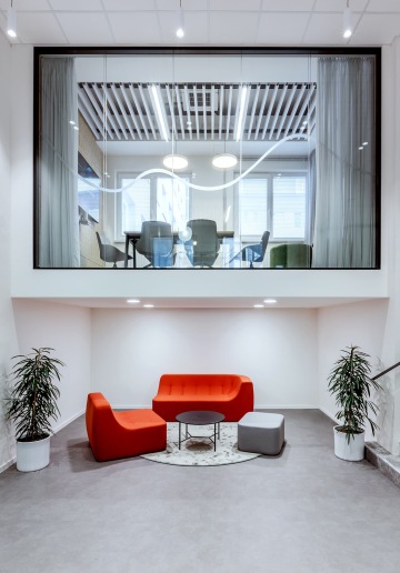 mezzanine for work and conversation