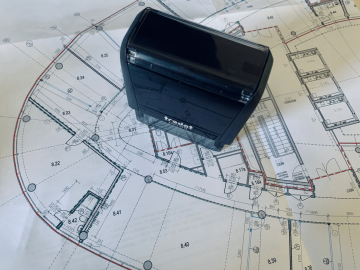 Pohled na projektovou dokumentaci a razítko