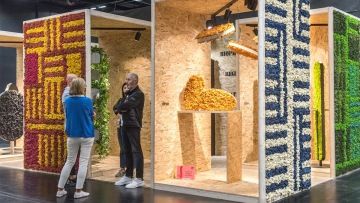 Booth with material samples