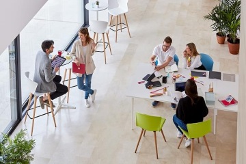 Coworking office spaces for collaboration