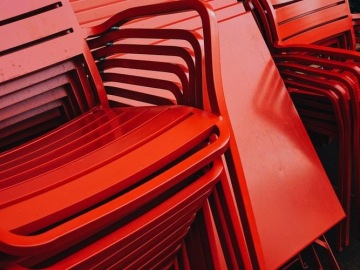 Stackable red chairs