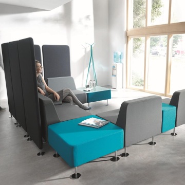 Blue and gray modifiable seating