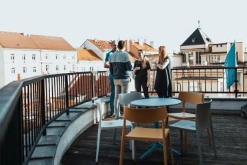 Team meeting on the terrace