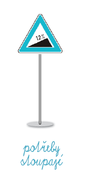 Dopravní značka pro 12% stoupání naznačuje růst potřeb zaměstnanců. 